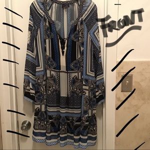 Hale Bob boho chiffon with Navy slip dress size L